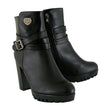 Milwaukee Performance MBL9435 Women's Black Double Strap Side Zipper Boots with Platform Heel
