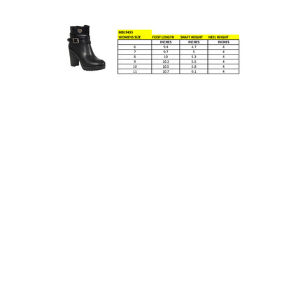 Milwaukee Performance MBL9435 Women's Black Double Strap Side Zipper Boots with Platform Heel