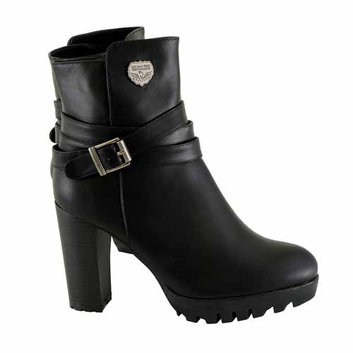 Milwaukee Performance MBL9435 Women's Black Double Strap Side Zipper Boots with Platform Heel