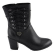 Milwaukee Leather Women's Black Lace-Side Fashion Motorcycle Riding Boots MBL9436