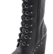 Milwaukee Leather MBL9438 Women's Black Tall Lace-Up Fashion Casual Boots with Platform Wedge