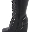 Milwaukee Leather MBL9438 Women's Black Tall Lace-Up Fashion Casual Boots with Platform Wedge