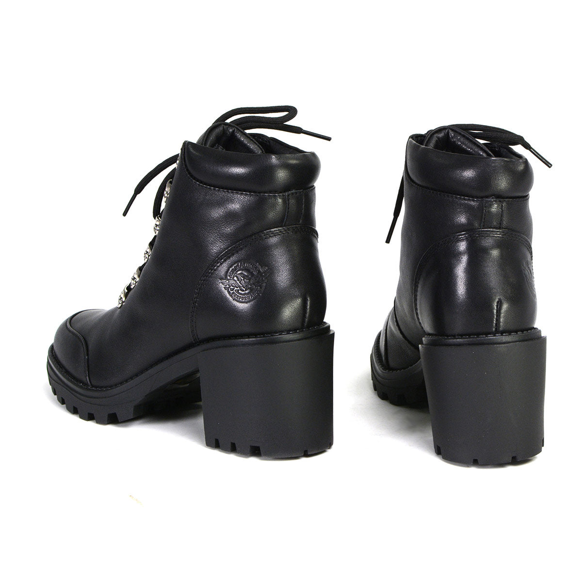 Milwaukee Leather Women's Devine Black Leather Lace to Toe Boots with Platform Heel MBL9439