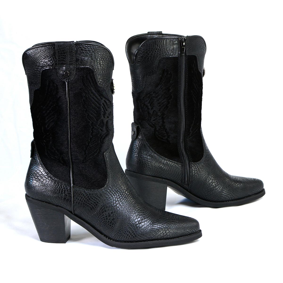 black western dress boots Western leather boots Black / Gray For Women
