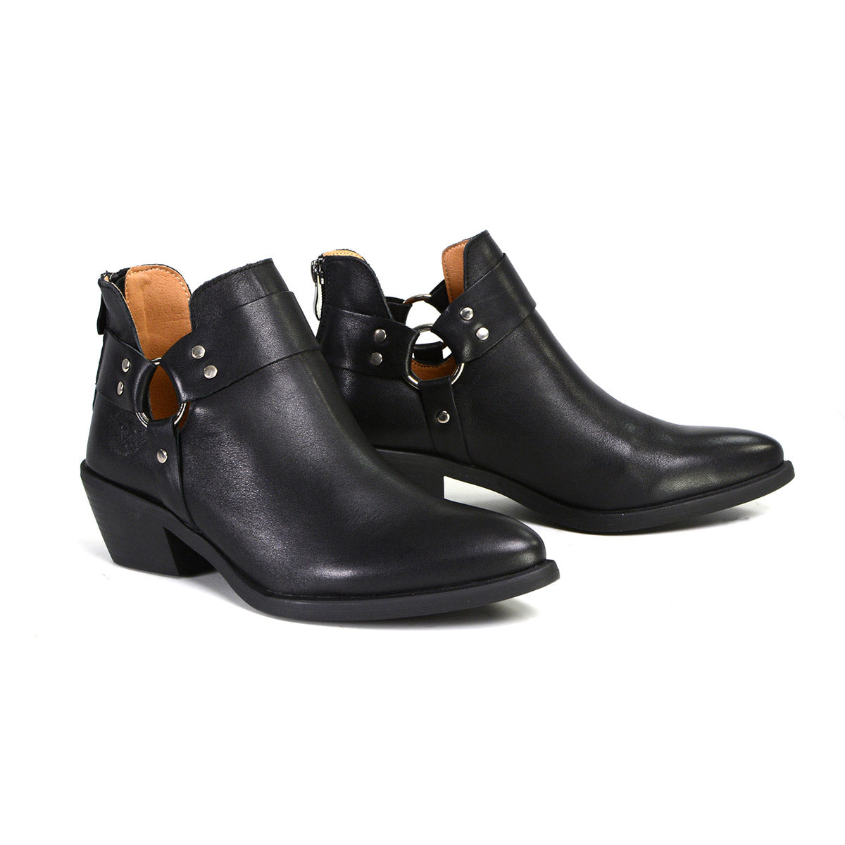 Milwaukee Leather MBL9443 Women's 'Sleek' Premium Black Leather Classic Harness Ring Fashion Shoes