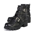 Milwaukee Leather MBL9444 Women's Bruiser Premium Black Lace-Up Fashion Boots w/ Studded Straps