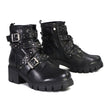 Milwaukee Leather MBL9444 Women's Bruiser Premium Black Lace-Up Fashion Boots w/ Studded Straps