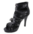 Milwaukee Leather MBL9451 Women's Black Fashion Casual Stiletto Heeled Sandals with Ankle Strap