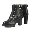 Milwaukee Leather MBL9456 Women's Premium Black Leather Fashion Platform Boots with Straps