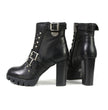 Milwaukee Leather MBL9456 Women's Premium Black Leather Fashion Platform Boots with Straps