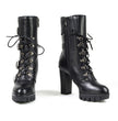 Milwaukee Leather MBL9459 Women's Premium Black Leather Buckles Platform Fashion Boots with Lace-Up Closure