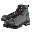 Milwaukee Leather Men's Black Leather Lace-Up Motorcycle Rider Boots with Side Zipper MBM100