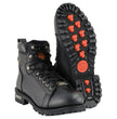 Milwaukee Leather MBM100W Men's Black Leather Wide-Width Lace-Up Motorcycle Boots with Side Zipper