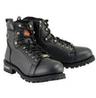 Milwaukee Leather Men's Black Leather Lace-Up Motorcycle Rider Boots with Side Zipper MBM100