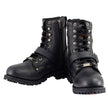 Milwaukee Leather Men's Black Leather Lace-Up Engineer Motorcycle Boots w/ Buckles and Side Zipper  MBM101
