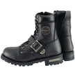 Milwaukee Leather Men's Black Leather Lace-Up Engineer Motorcycle Boots w/ Buckles and Side Zipper  MBM101