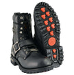 Milwaukee Leather Men's Black Leather Lace-Up Engineer Motorcycle Boots w/ Buckles and Side Zipper  MBM101