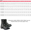 Milwaukee Leather Men's Black Leather Lace-Up Engineer Motorcycle Boots w/ Buckles and Side Zipper  MBM101