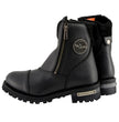 Milwaukee Leather MBM102W Men's Black Smooth Wide-Width Double Sided Zipper Entry Motorcycle Leather Boots