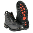 Milwaukee Leather MBM103W Men's Black Leather Lace-Up Wide-Width  Biker Boots w/ DualSide Zipper Entry