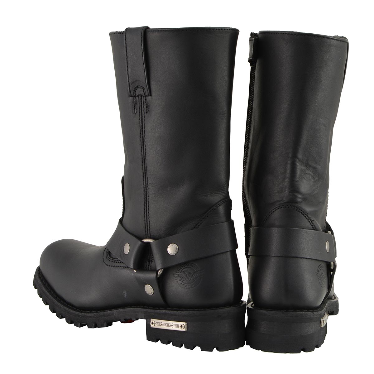 Milwaukee Leather MBM131W Men's Black 'Wide-Width' 11-inch Classic Square Toe Harness Boots