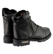 Milwaukee Leather Men's Black Lace-Up Wide-Width Motorcycle Leather Boots with Side Zipper Entry MBM9000W