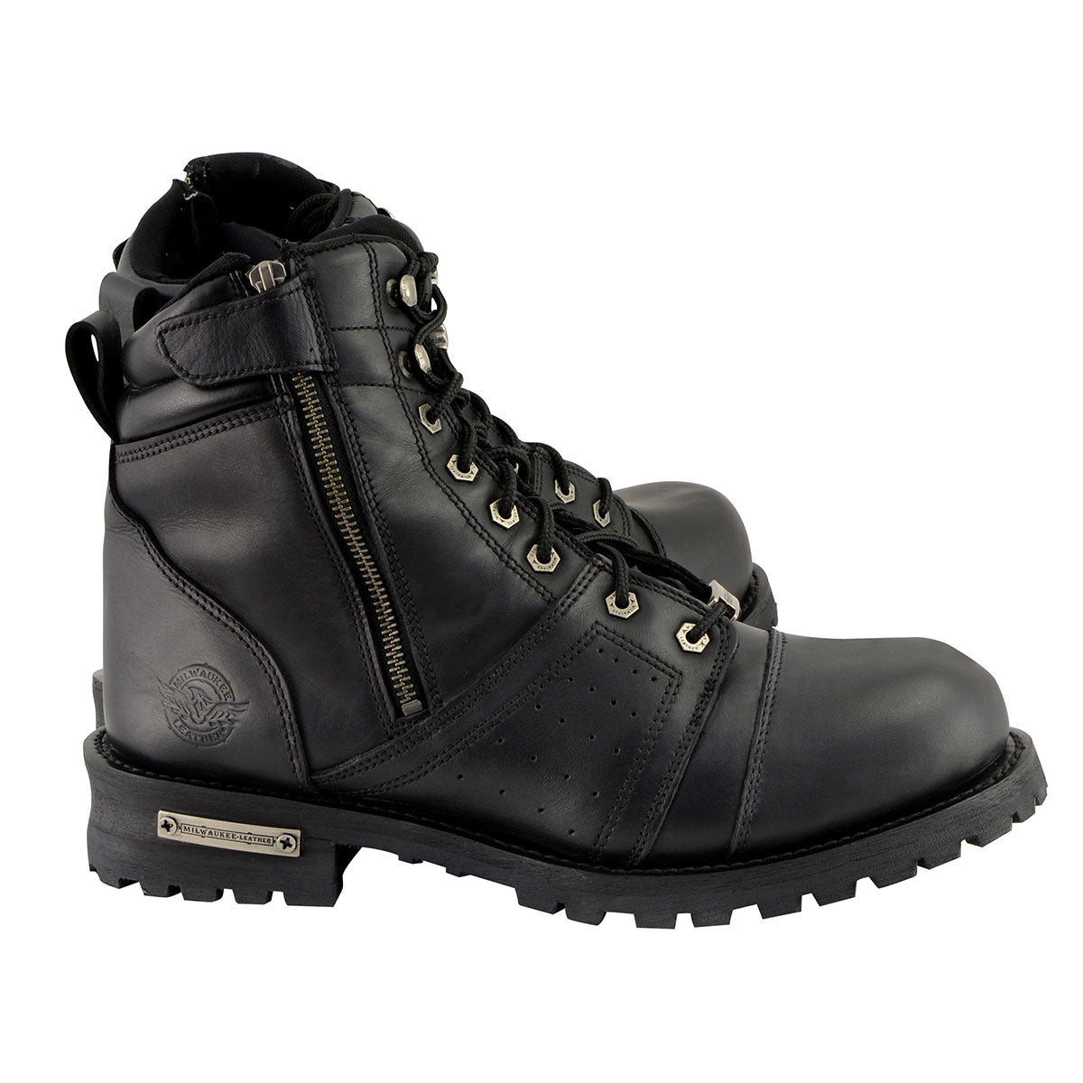 Milwaukee Leather Men's Black Lace-Up Motorcycle Riding Leather