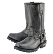Milwaukee Leather Men's Distressed Gray Leather 11-inch Classic Harness Square Toe Motorcycle Boots MBM9006