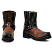Milwaukee Leather Men's Brown Two-Tone Full Grain Leather Easy Pull-On Motorcycle Harness Boots MBM9008
