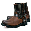 Milwaukee Leather Men's Brown Two-Tone Full Grain Leather Easy Pull-On Motorcycle Harness Boots MBM9008