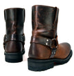 Milwaukee Leather Men's Brown Two-Tone Full Grain Leather Easy Pull-On Motorcycle Harness Boots MBM9008