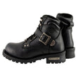 Milwaukee Leather Men's Classic Black Leather Lace-Up 6-inch Engineer Boots with Side Buckle MBM9010