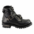 Milwaukee Leather Men's Classic Black Leather Lace-Up 6-inch Engineer Boots with Side Buckle MBM9010