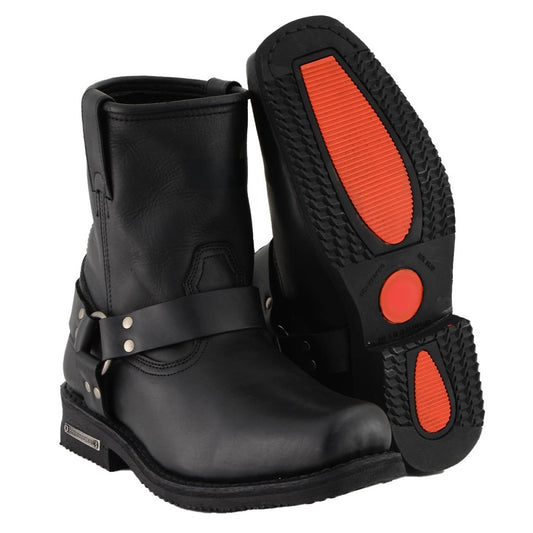 Milwaukee Leather Men's Black Butch Short Harness Boots, MBM9023