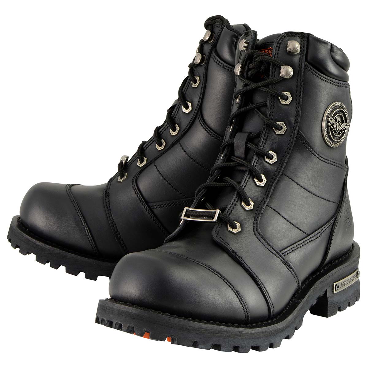 Milwaukee Leather Men's Classic Black Leather 8-inch Lace-Up