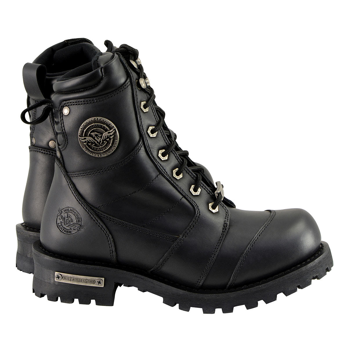 Milwaukee Leather Men's Classic Black Leather 8-inch Lace-Up