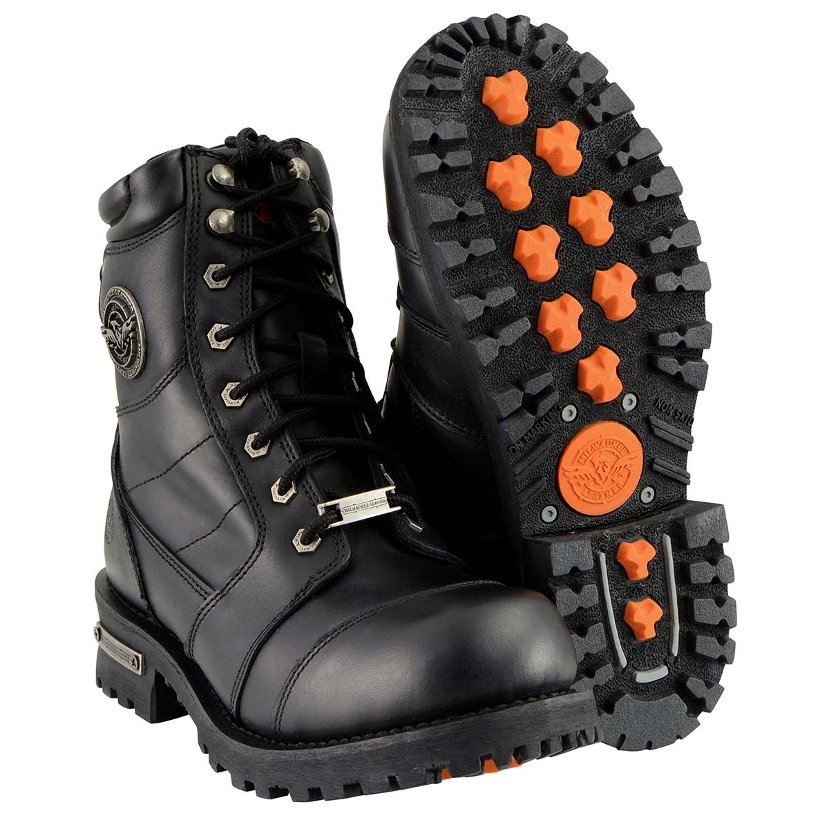 Milwaukee Leather Men's Classic Black Leather 8-inch Lace-Up