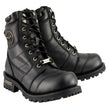 Milwaukee Leather Classic Men's Black Leather Wide-Width 8-inch Lace-Up Logger Biker Boots MBM9030W