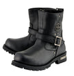Milwaukee Leather Men's Black Leather Wide Width 6-inch Classic Engineer Motorcycle Boots w/ Side Zipper MBM9040W