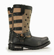 Milwaukee Leather Men's Stars and Stripes Black with Tan Motorcycle Rider Harness Boots MBM9045