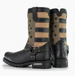 Milwaukee Leather Men's Stars and Stripes Black with Tan Motorcycle Rider Harness Boots MBM9045