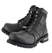 Milwaukee Leather Men's Black Leather 6-inch Lace-Up Motorcycle Biker Rider Boots w/ Zipper Closure MBM9050