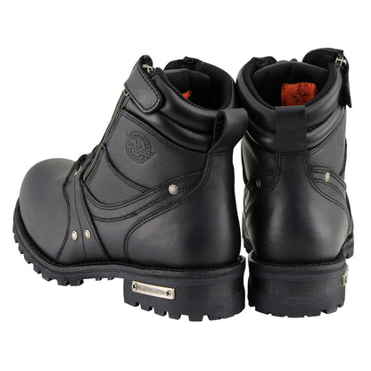 Milwaukee Leather MBM9050W Men's Wide Width Black 6-inch Lace-Up Boots with Zipper Closure