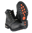Milwaukee Leather Men's Black Leather 6-inch Lace-Up Motorcycle Biker Rider Boots w/ Zipper Closure MBM9050