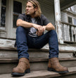 Milwaukee Leather Men's Copper Ridge Brown Suede Harness Boots, MBM9053