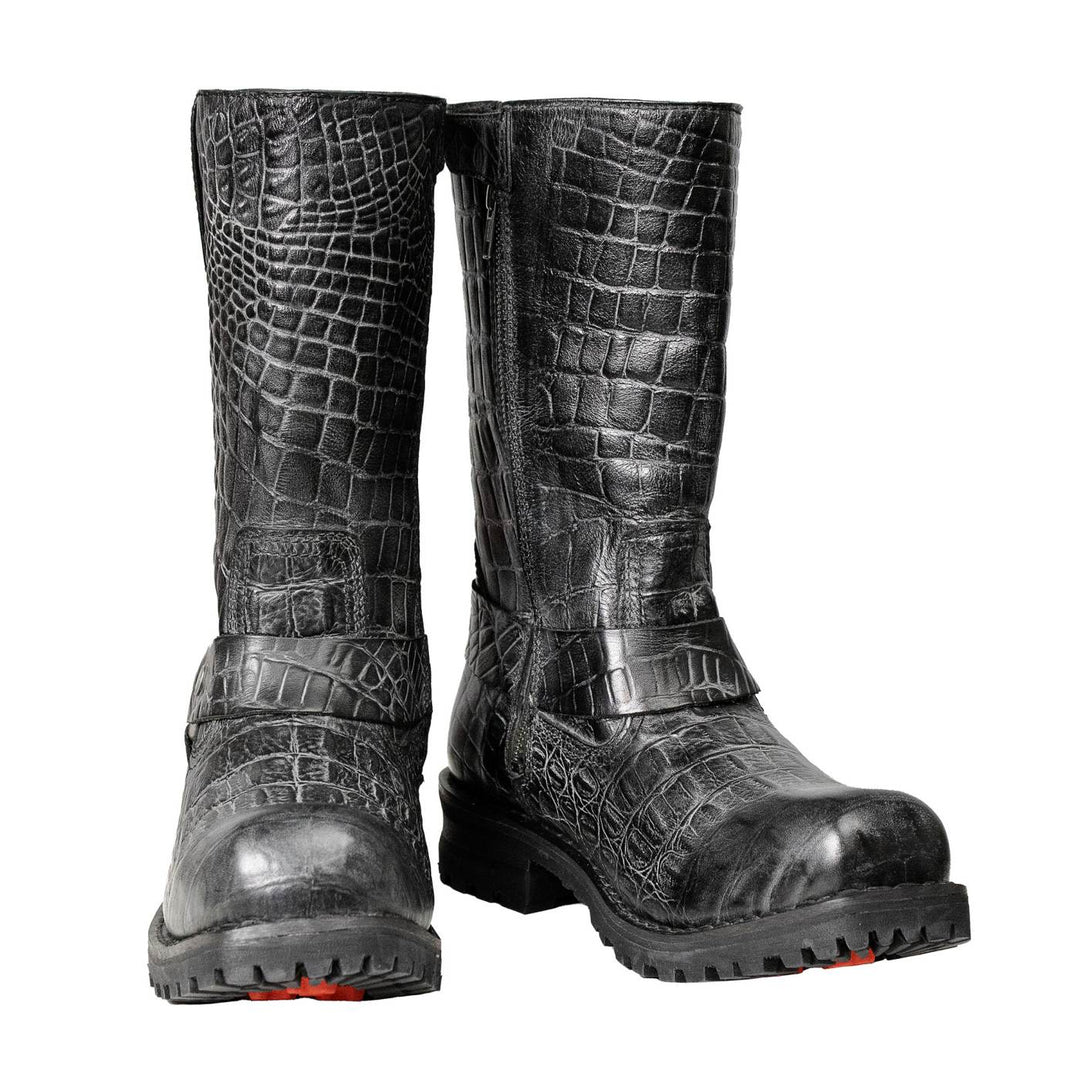 Milwaukee Leather Men’s Crocodile-Embossed Leather Motorcycle Boots