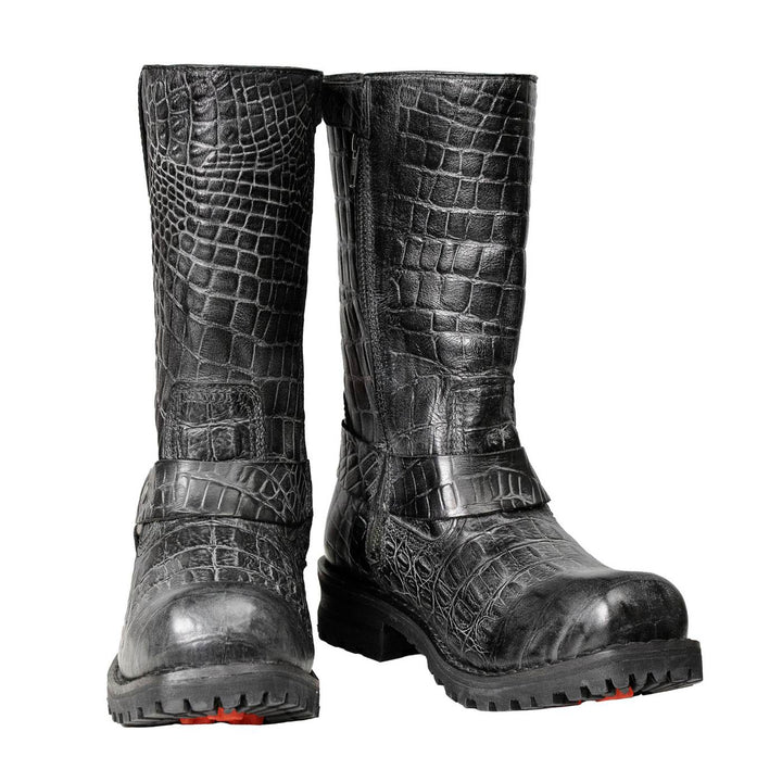Milwaukee Leather Men’s Crocodile-Embossed Leather Motorcycle Boots