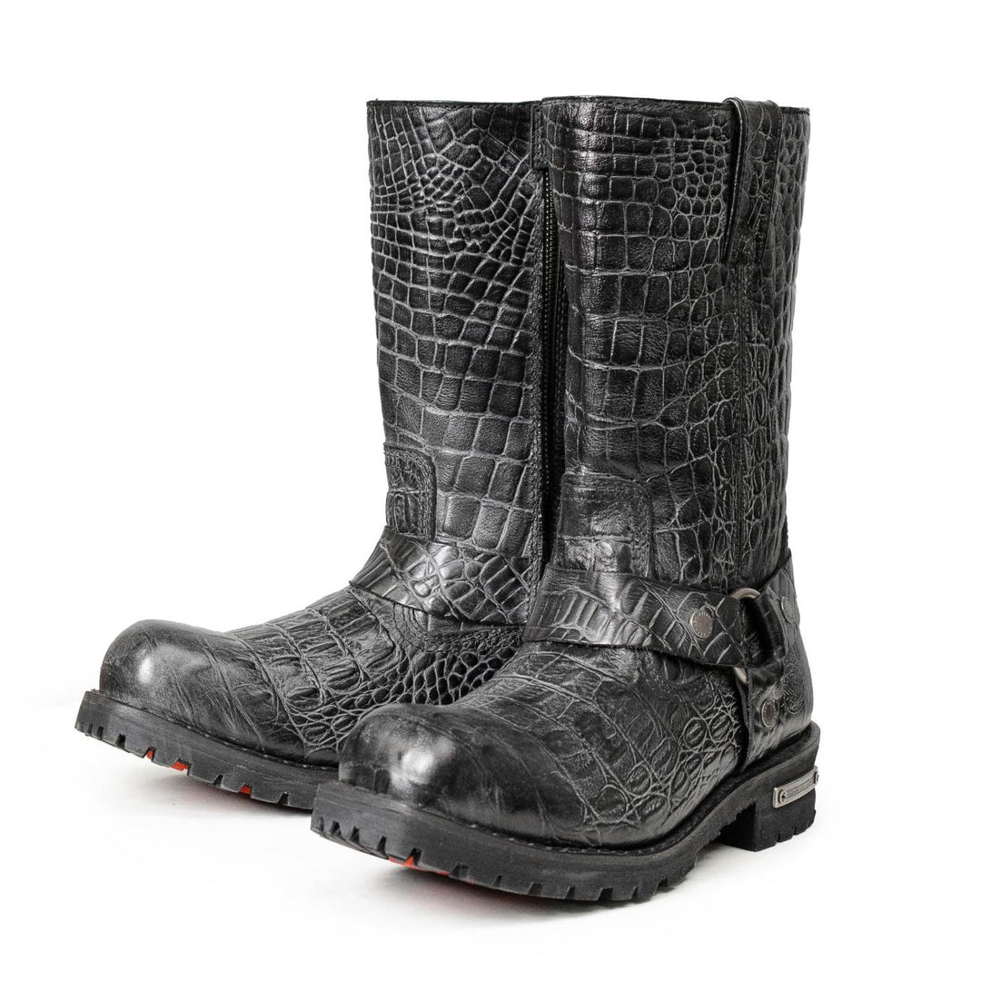 Milwaukee Leather Men’s Crocodile-Embossed Leather Motorcycle Boots