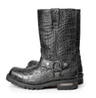 Milwaukee Leather Men’s Crocodile-Embossed Leather Motorcycle Boots