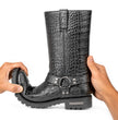 Milwaukee Leather Men’s Crocodile-Embossed Leather Motorcycle Boots